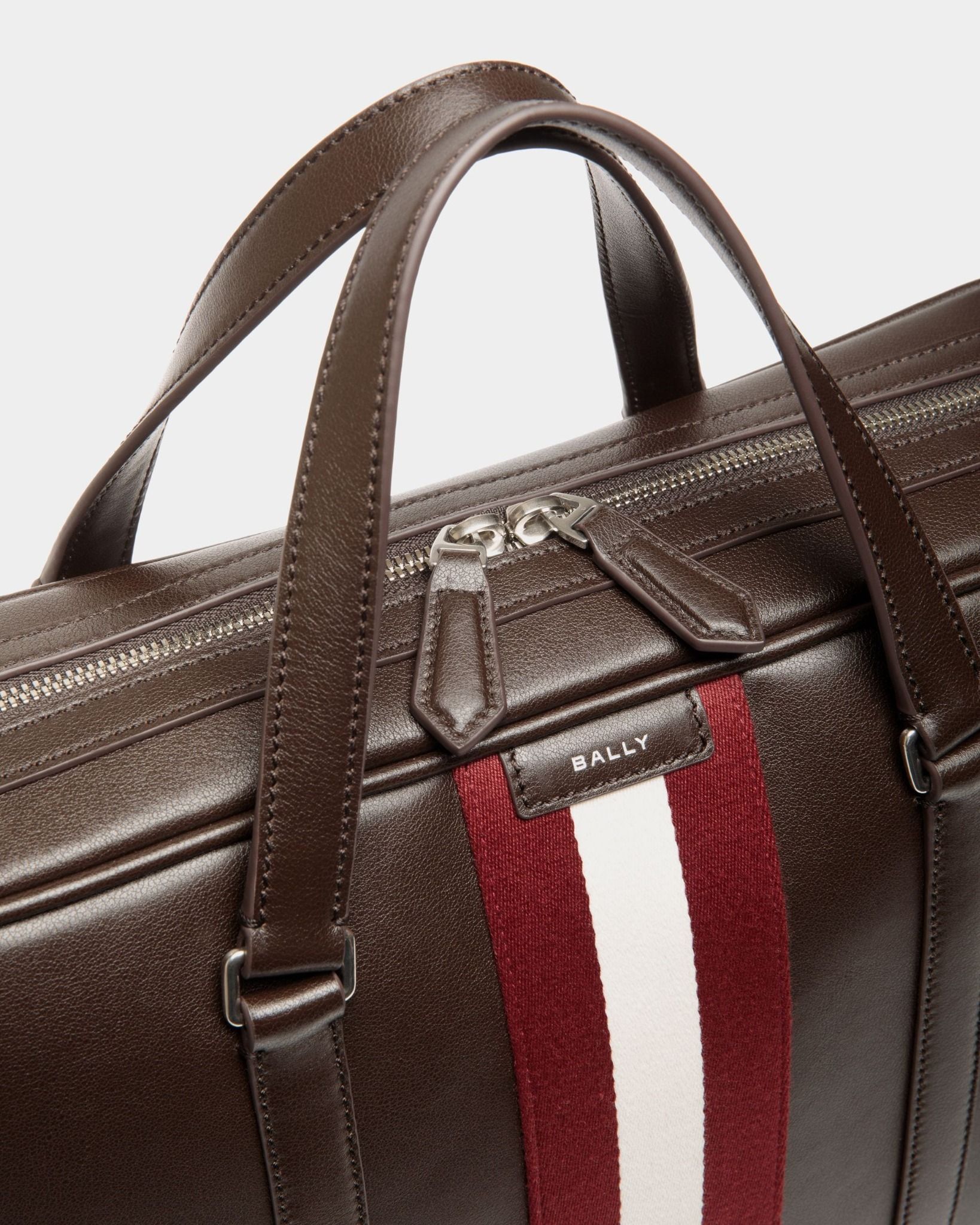  Túi Nam Bally Code Briefcase In Ebano Leather 'Brown' 