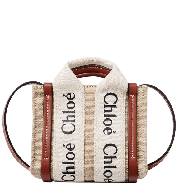  Túi Nữ Chloe Nano Woody Tote Bag 'White & Brown' 