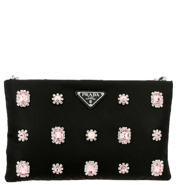  Túi Nữ Prada Logo Plaque Clutch 'Black' 