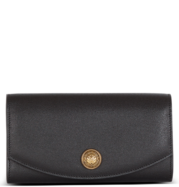  Ví Balmain Emblème Grained Calfskin Clutch 'Black' 