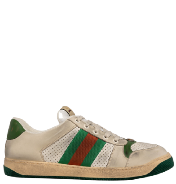  Giày Nam Gucci Screener Leather Perforated Off White 'White' 