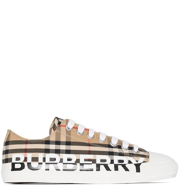  Giày Nữ Burberry Logo Print Vintage Check Cotton Sneakers 'Archive Beige' 