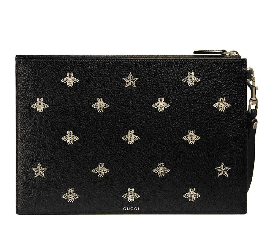  Túi Gucci Bee Star Leather Pouch 'Black' 