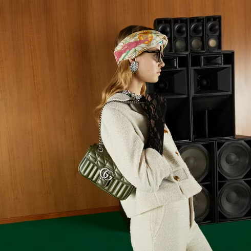  Túi Nữ Gucci GG Marmont Mini Shoulder Bag 'Green' ‎ 