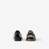  Giày Nam Burberry Check Panel Leather Loafers 'Black' 