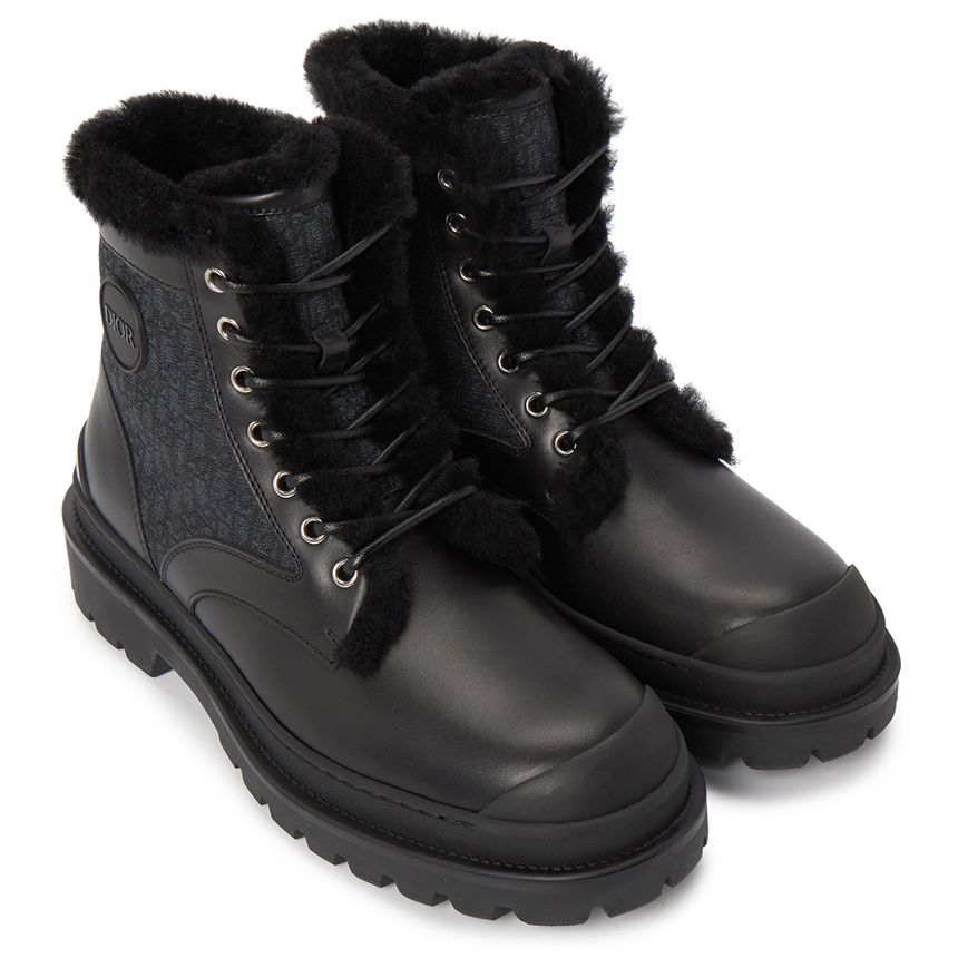 Ankle Boot explorer Leather Black Black Christian Dior  Wanan Luxury