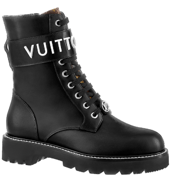  Giày Nữ Louis Vuitton Territory Flat Ranger Boots 'Black' 