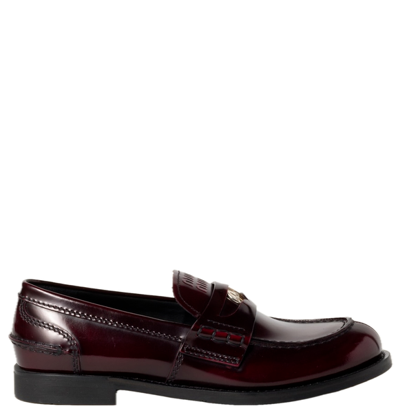  Giày Nữ Miu Miu Leather Loafers 'Crimson' 