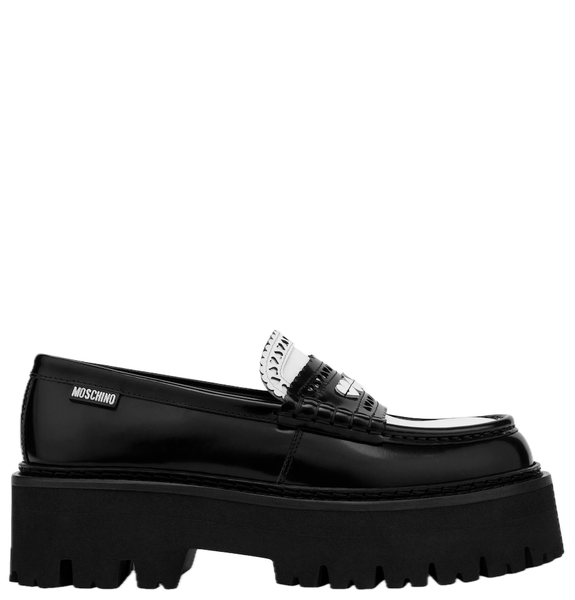  Giày Nữ Moschino Hearted Brogue Loafers 'Black' 
