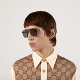  Kính Gucci Navigator Frame Sunglasses 'Grey' 