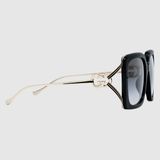  Kính Nữ Gucci Rectangular Sunglasses 'Black' 