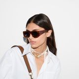  Kính Nữ Gucci Rectangular Sunglasses 'Brown' 