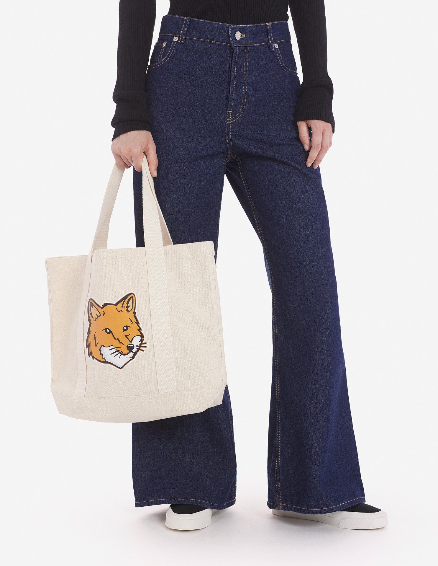 Túi Maison Kitsune Fox Head Tote Bag 'Ecru' LW05101WW0050