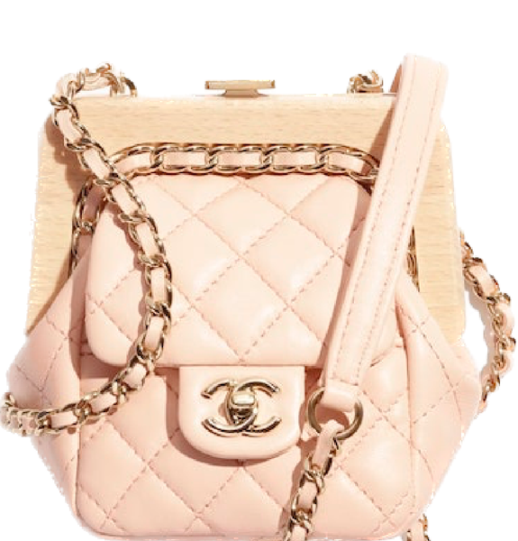  Túi Nữ Chanel Lambskin Wood Gold Tone Metal 'Light Beige' 