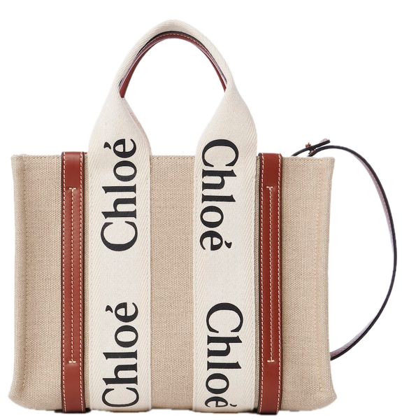  Túi Nữ Chloe Small Woody Tote Bag 'White & Brown' 