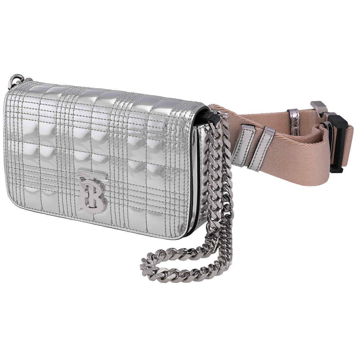  Túi Burberry Chain Strap Quilted Metallic Lola Bum Bag 'Silver' 