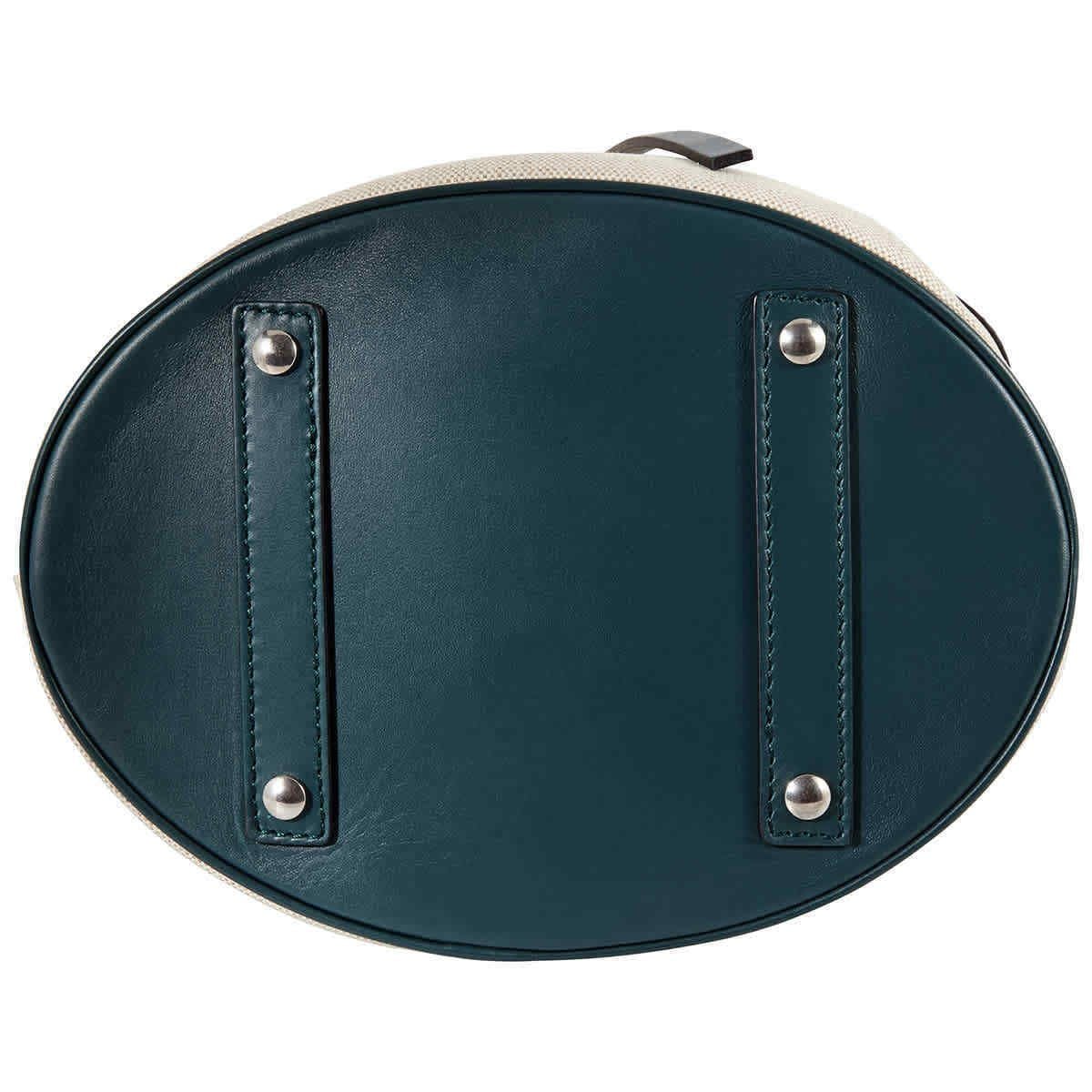  Túi Nữ Burberry Large Cotton Linen Leather Bucket Bag 'Dark Cyan' 