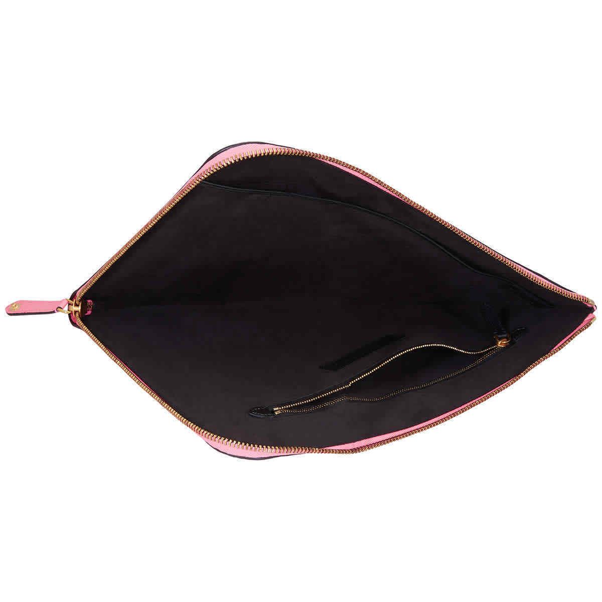  Túi Nữ Burberry Embossed Leather Document Case 'Neon Pink' 
