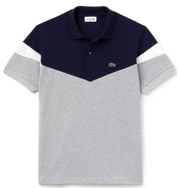  Áo Lacoste Erkek Lacivert Gri Beyaz Renk Bloklu Polo 'Grey' 