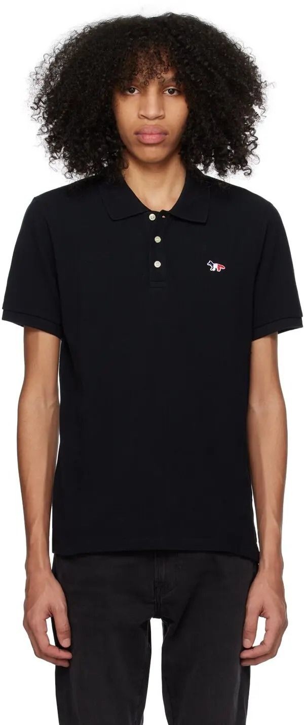  Áo Maison Kitsune Tricolor Fox Patch Polo 'Black' 