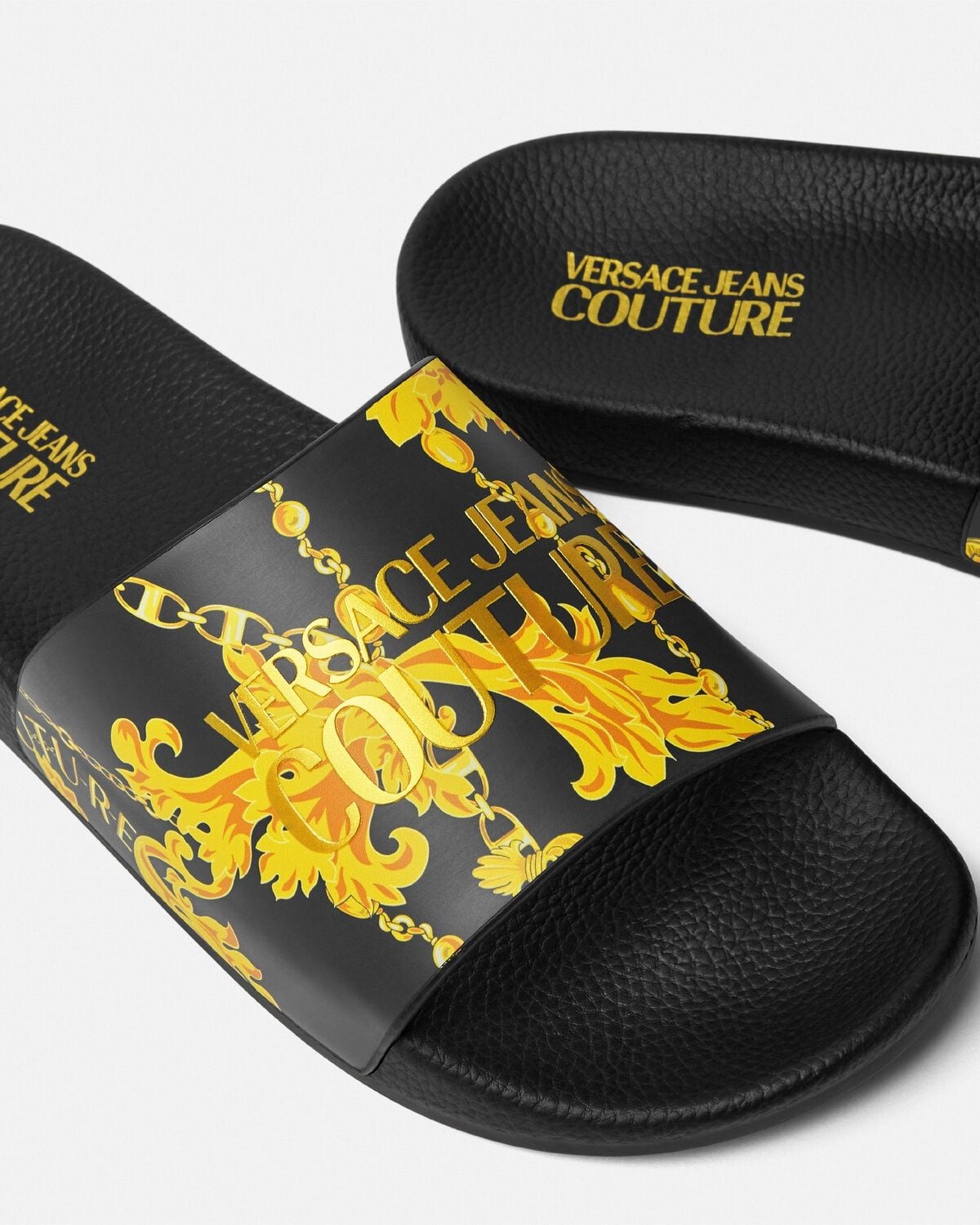  Dép Nam Versace Jeans Couture Chain Couture Slides 'Black Gold' 