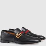  Giày Gucci Leather Loafer With Double G 'Black' 