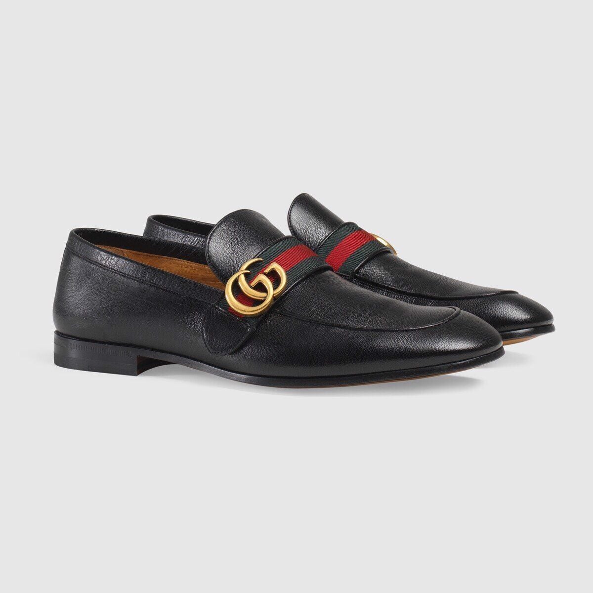  Giày Gucci Leather Loafer With Double G 'Black' 
