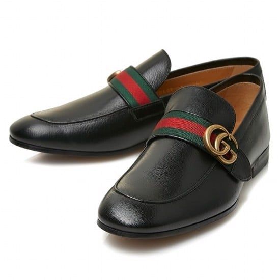  Giày Gucci Leather Loafer With Double G 'Black' 