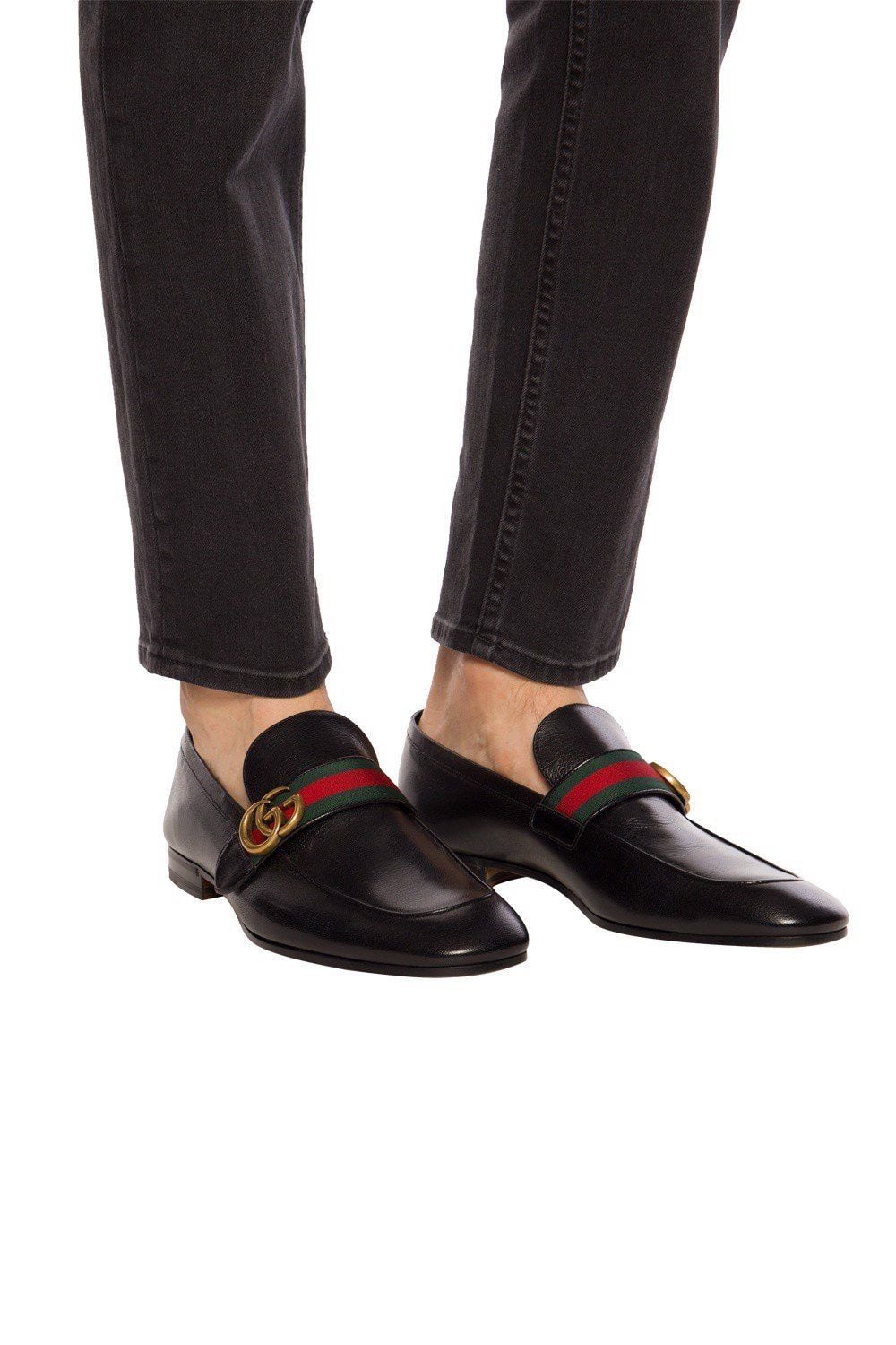  Giày Gucci Leather Loafer With Double G 'Black' 