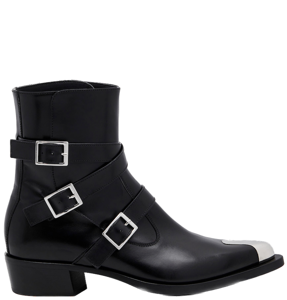  Giày Nam Alexander McQueen Punk Triple Strap Boot 'Black' 
