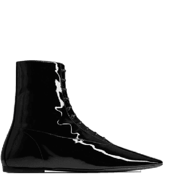  Giày Nam Saint Laurent Tadzio Boots In Patent Leather 'Noir' 
