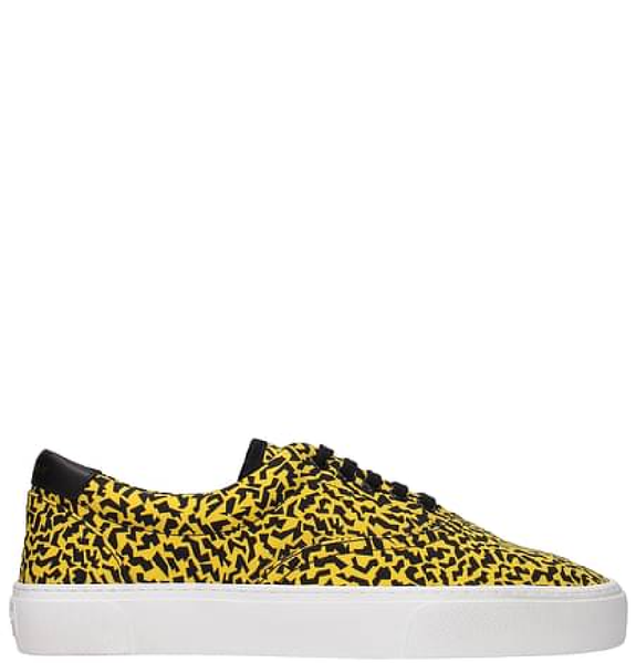  Giày Nam Saint Laurent Venice Sneakers In Sparkle-print Canvas 'Black Yellow' 