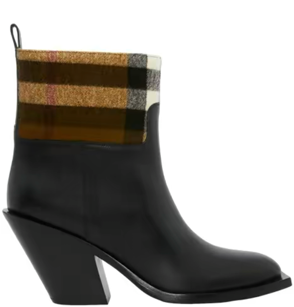  Giày Nữ Burberry Check Panel Leather Ankle Boots 'Dark Birch Brown' 