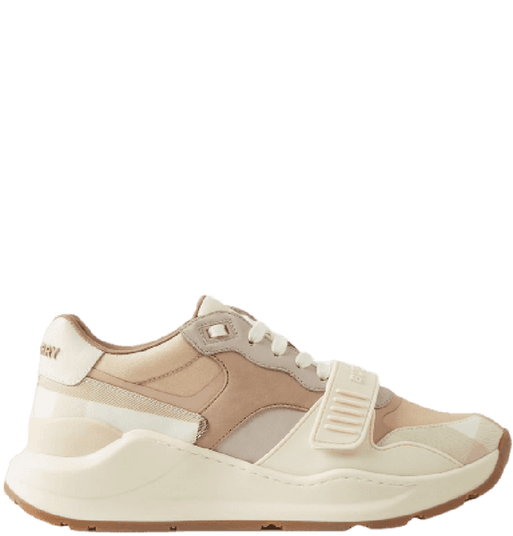  Giày Nữ Burberry Leather Nylon And Check Sneakers 'Soft Fawn' 