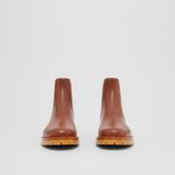  Giày Nữ Burberry Vintage Check Detail Leather Chelsea Boots 'Light Tan' 