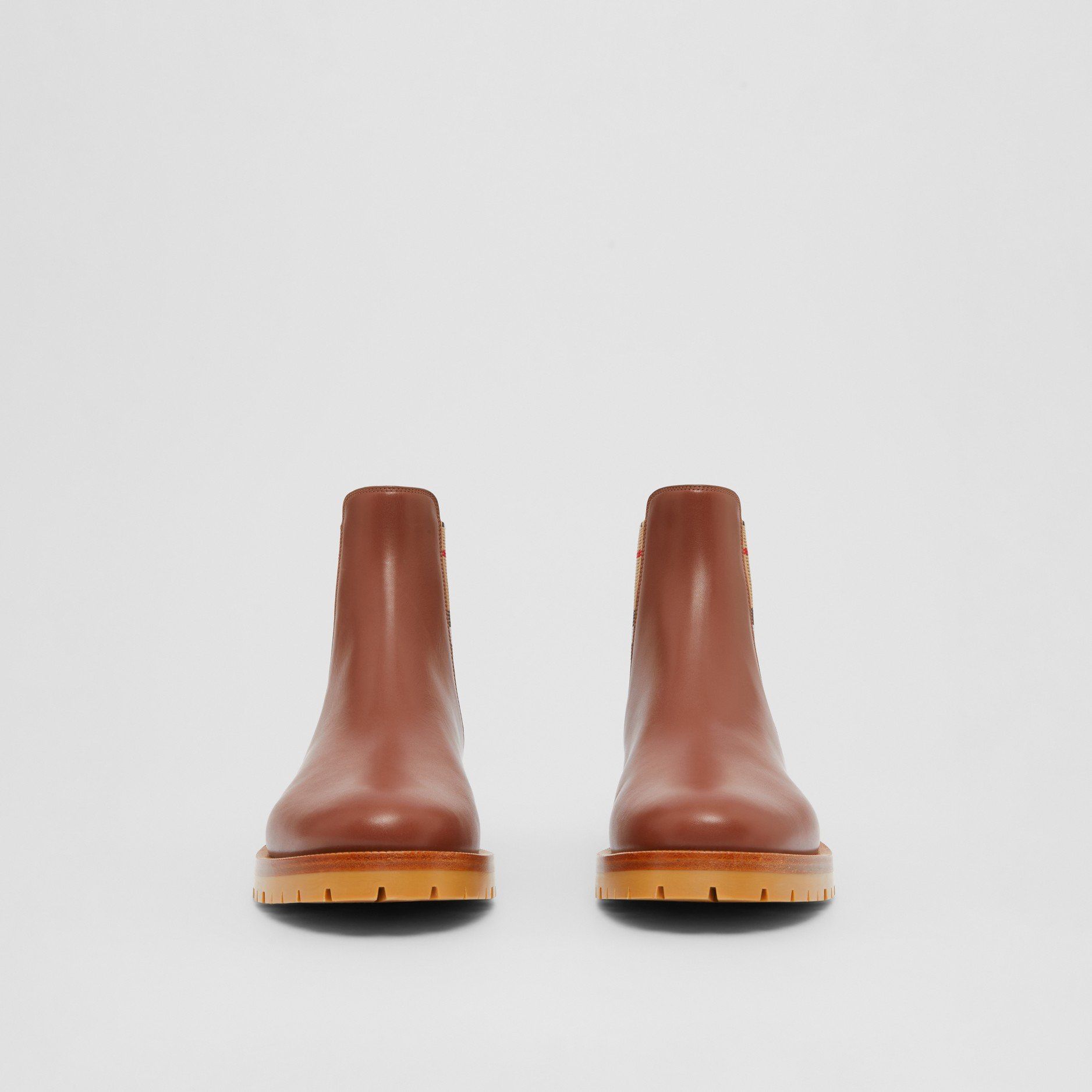 Vintage check detail leather shop chelsea boots