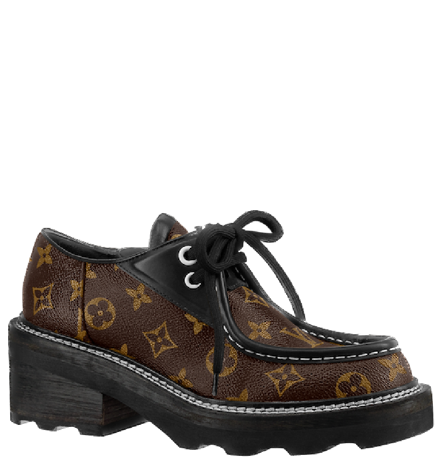  Giày Nữ Louis Vuitton Lv Beaubourg Platform Derby Patent 'Brown' 