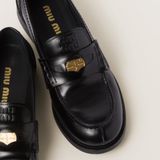  Giày Nữ Miu Miu Leather Penny Loafers 'Black' 