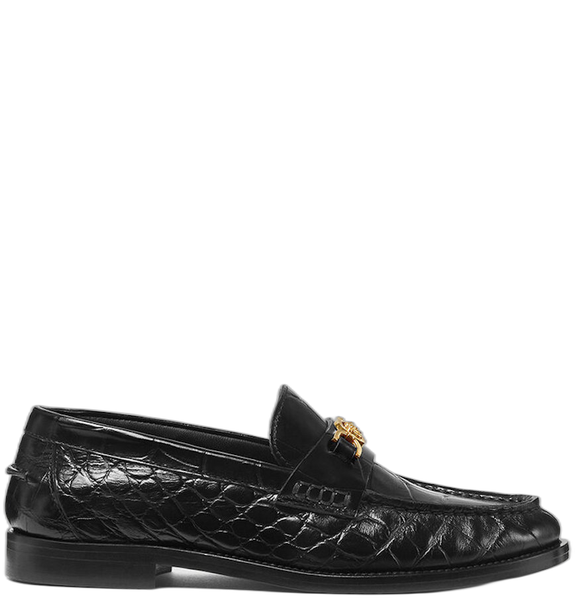  Giày Nữ Versace Croc-effect Medusa '95 Loafers 'Black' 