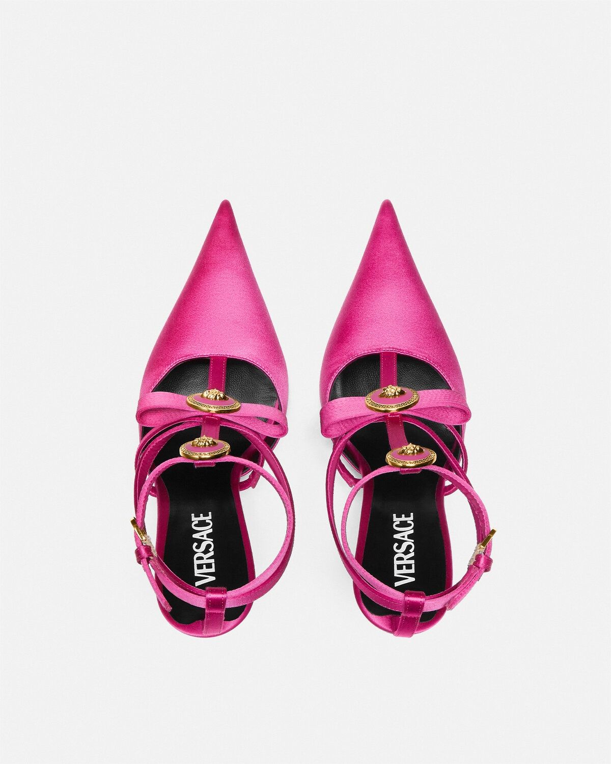  Giày Nữ Versace Gianni Ribbon Cage Satin Pumps 'Fuchsia' 