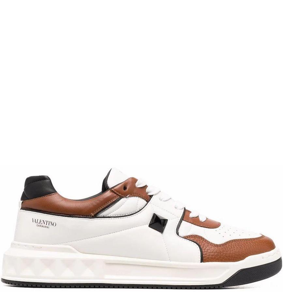  Giày Nam Valentino One Stud Low Top Nappa 'Brown White' 