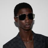  Kính Gucci Navigator Frame Sunglasses 'Solid Grey' 
