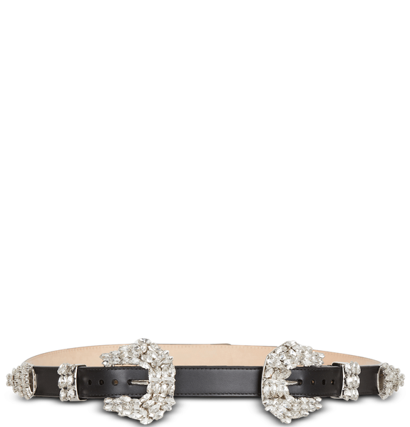  Thắt Lưng Nữ Balmain Western Leather Crystal Belt 'Black' 