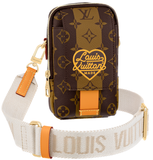  Túi Nam Louis Vuitton Flap Double Phone Pouch Monogram Stripes 'Brown Canvas' 