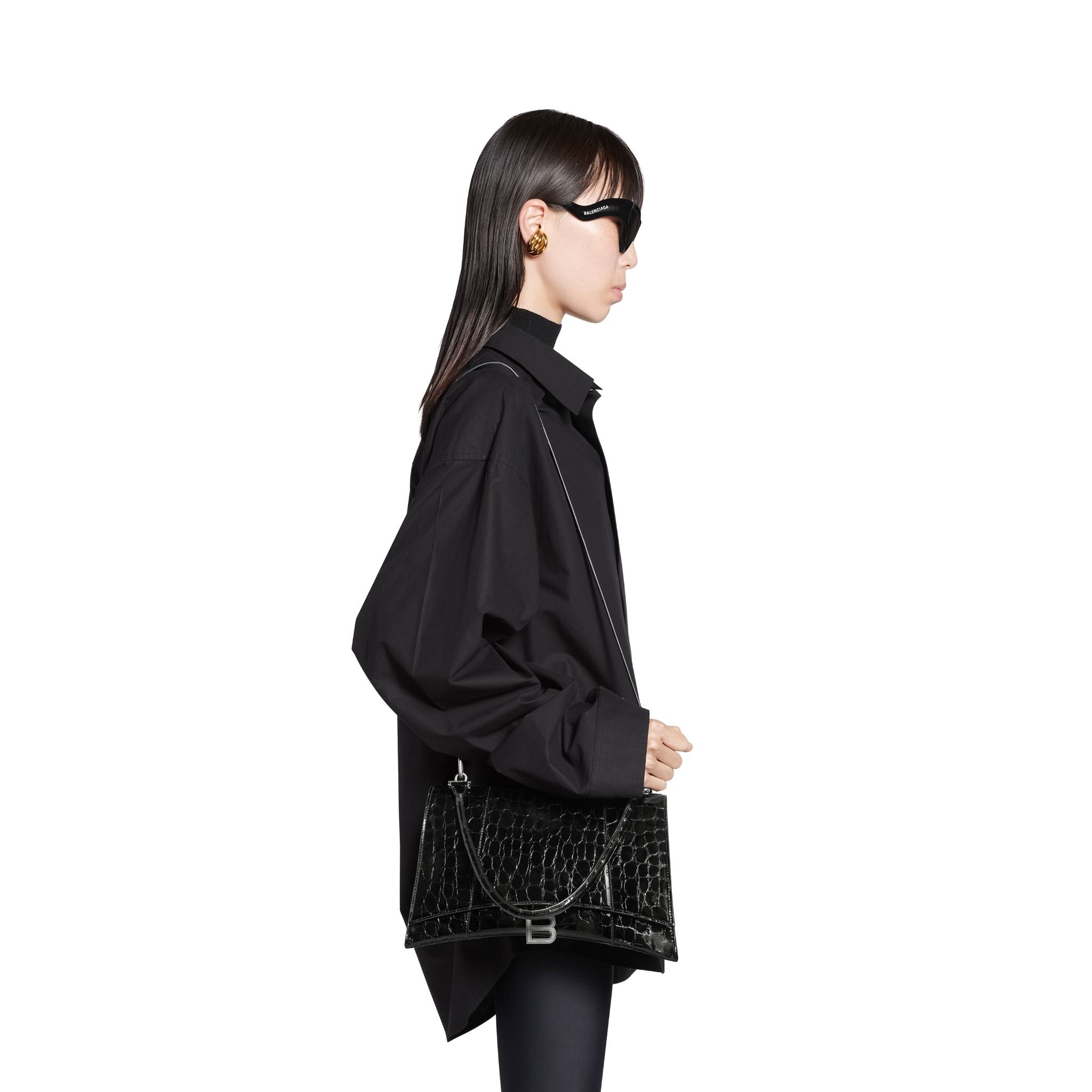  Túi Nữ Balenciaga Hourglass Hinge Medium Handbag 'Black' 