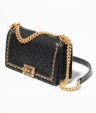  Túi Nữ Chanel Boy Chanel Handbag Gold-Tone Metal 'Black' 