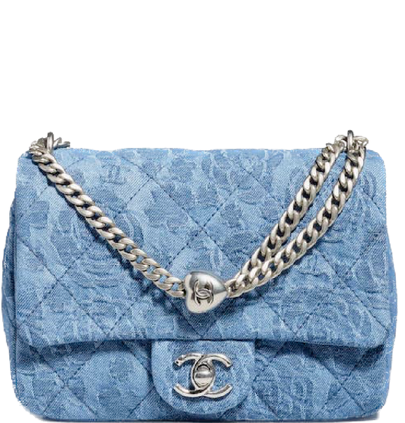  Túi Nữ Chanel Flap Bag Denim Silver Tone Metal 'Blue' 
