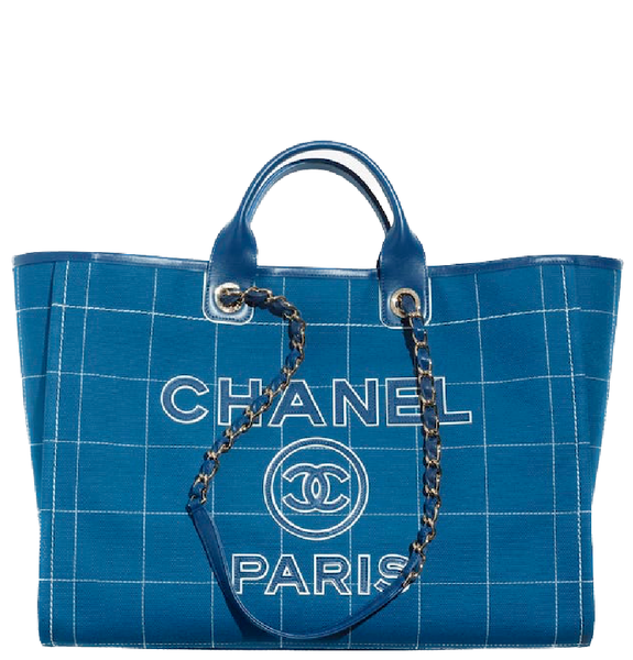  Túi Nữ Chanel Maxi Shopping Bag Calfskin Gold Tone Metal 'Blue' 