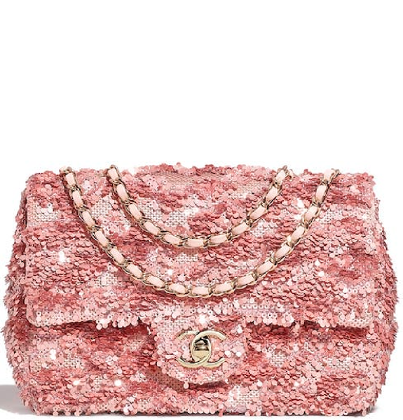  Túi Nữ Chanel Sequins Gold Tone Metal 'Light Pink' 