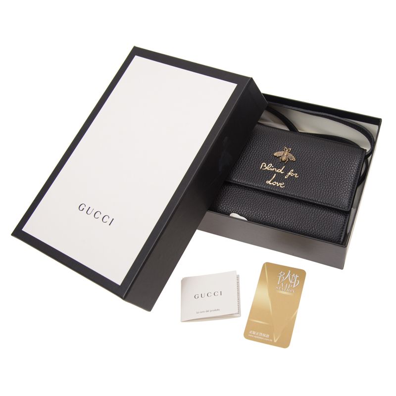 Túi Nữ Gucci Bee Leather Clutch Cross Bag 'Black' 498097-A7M0T-1000 – LUXITY
